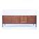 Long Scandinavian vintage teak and leather sideboard