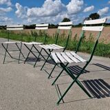 Set of 4 folding wrought iron bistro chairs