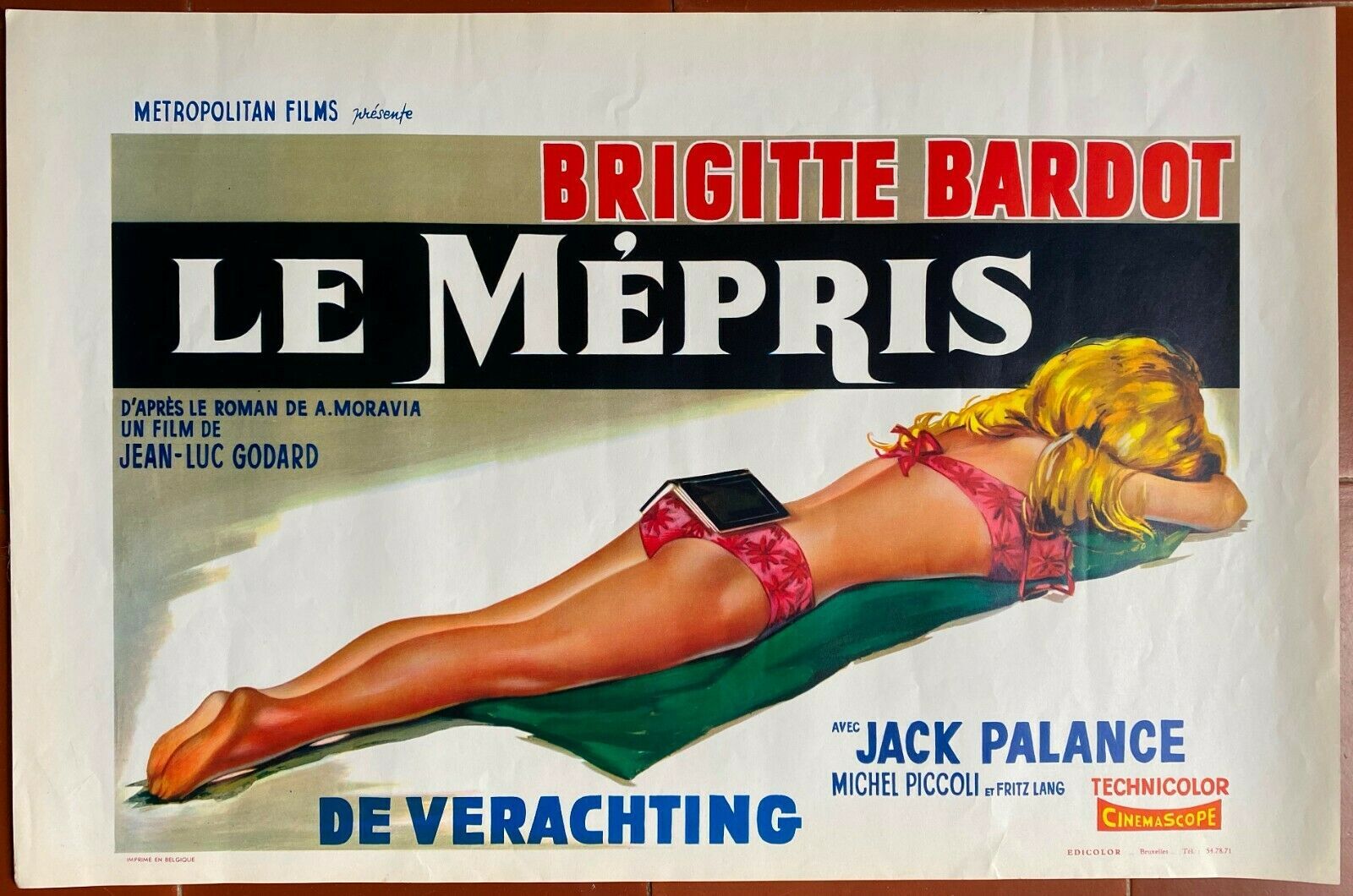 Original cinema poster "Le Mépris" Brigitte Bardot, Jean-Luc Godard 37x55cm 1963