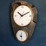 Clock vintage formica wall clock silent barometer "Manufrance"