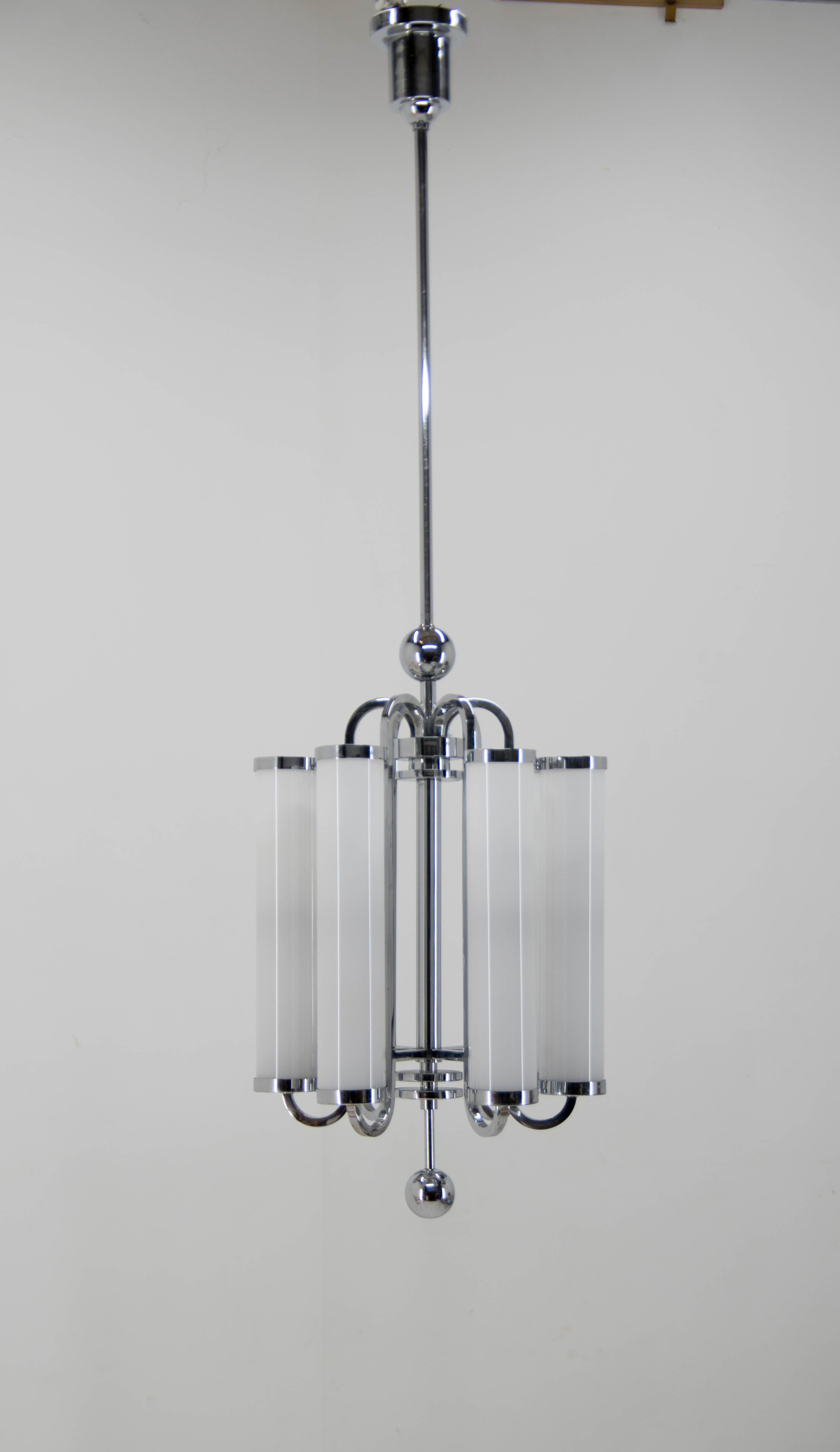 Bauhaus chrome-plated tubular chandelier, 1930s