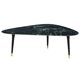 Coffee table marble top green feet black lacquer and brass