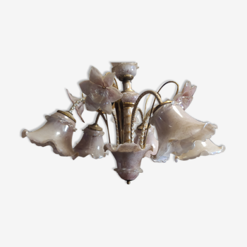 Pink and gold Murano glass chandelier 5