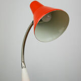 Adjustable Desk Lamp in Orange Painted Metal and Chrome-Plated Spiral Arm, 1970s