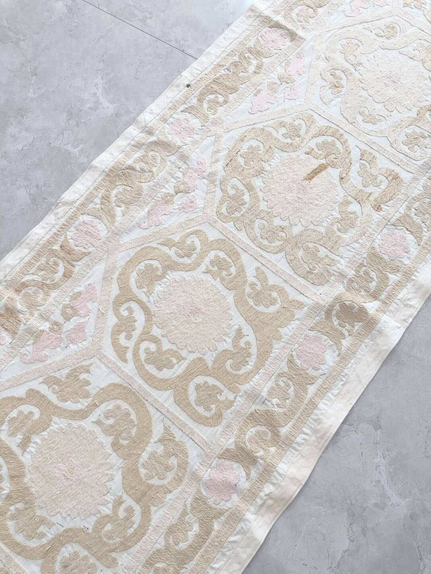 Vintage hand-embroidered tablecloth 77x360 cm
