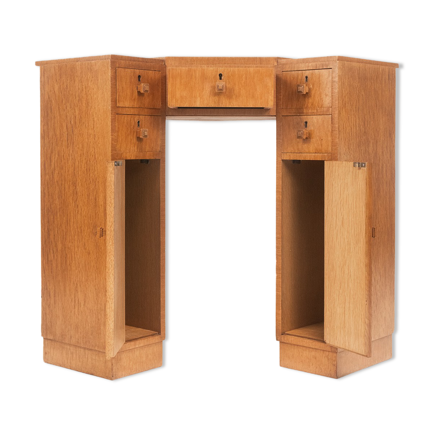 Vintage Art Deco Oak Corner Desk
