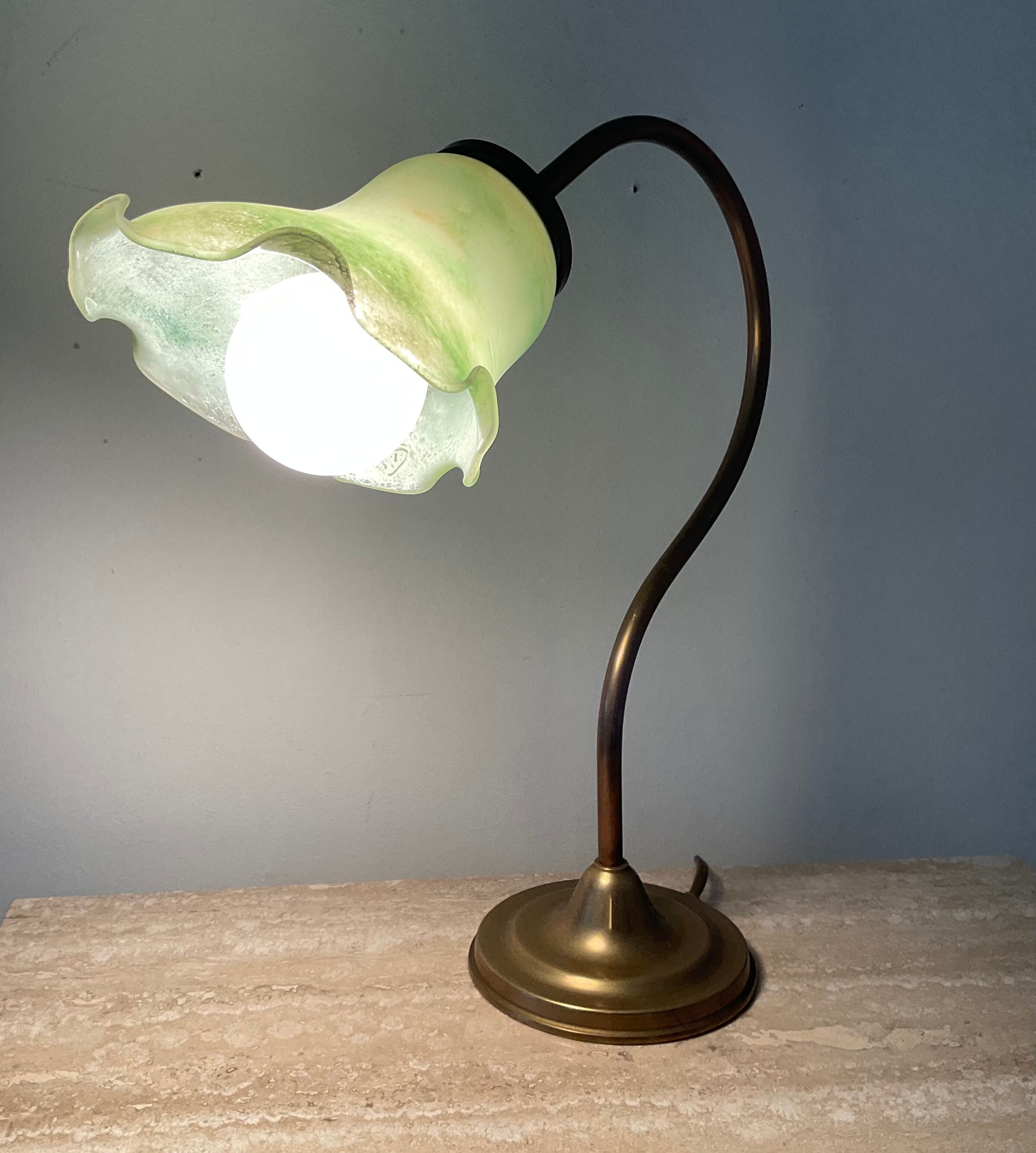 Vintage Kaelle lamp signed in brass and glass paste 70s