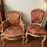 Bergère armchair and chair