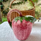Large strawberry barbotine jug Bassano Italy