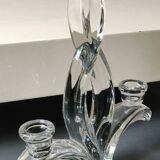 Candlestick with 2 lights. Art Vannes France. 1960s. Flame/Fleur de Lys patterns
