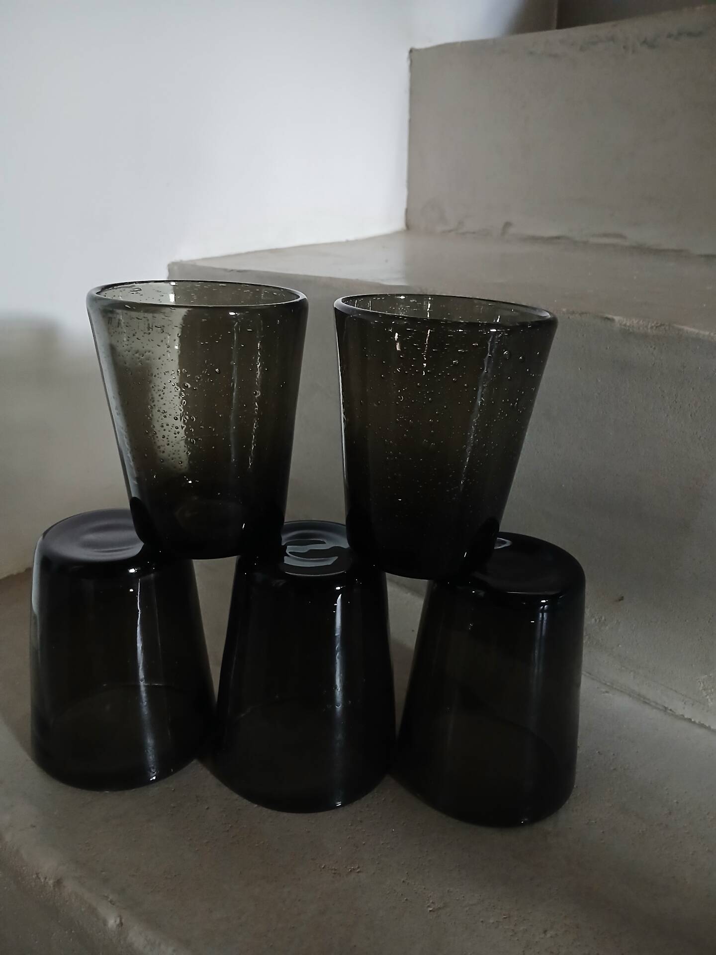5 bubble glass water glasses