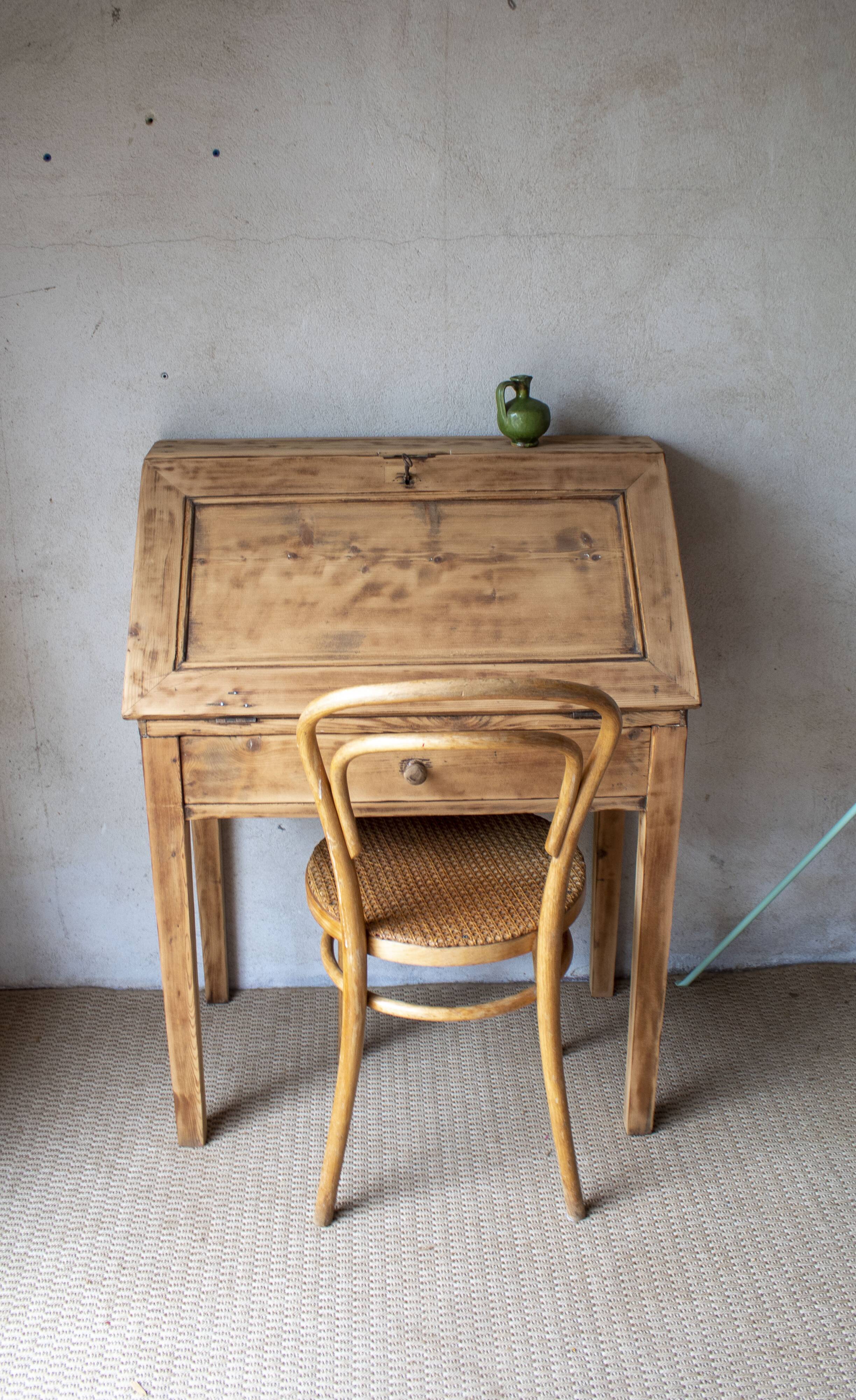 Secrétaire bureau vintage ancien bois massif