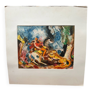 dessin contrecollé sur