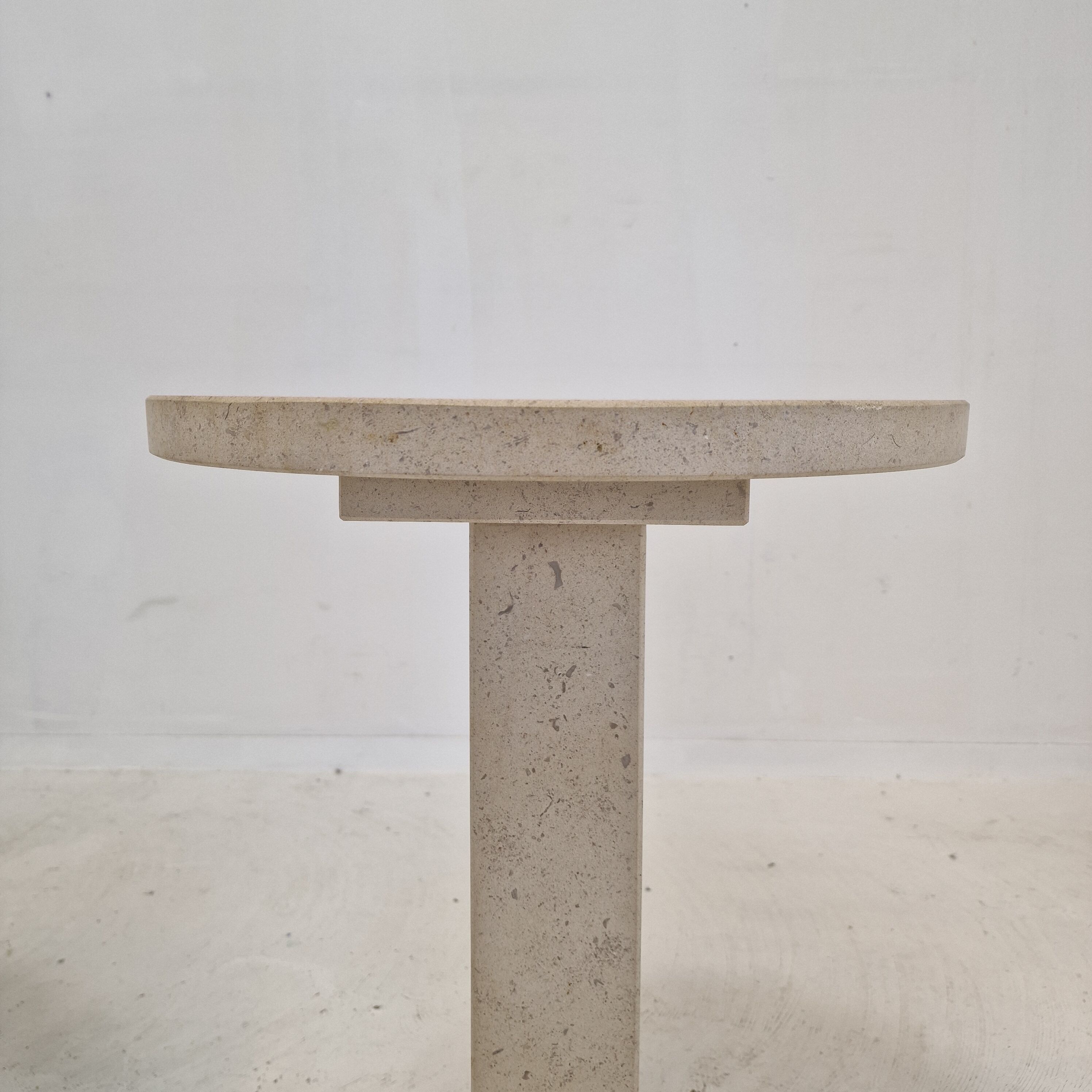 Set of 2 Italian Travertine for Stone Pedestals or Side Tables, 1980's