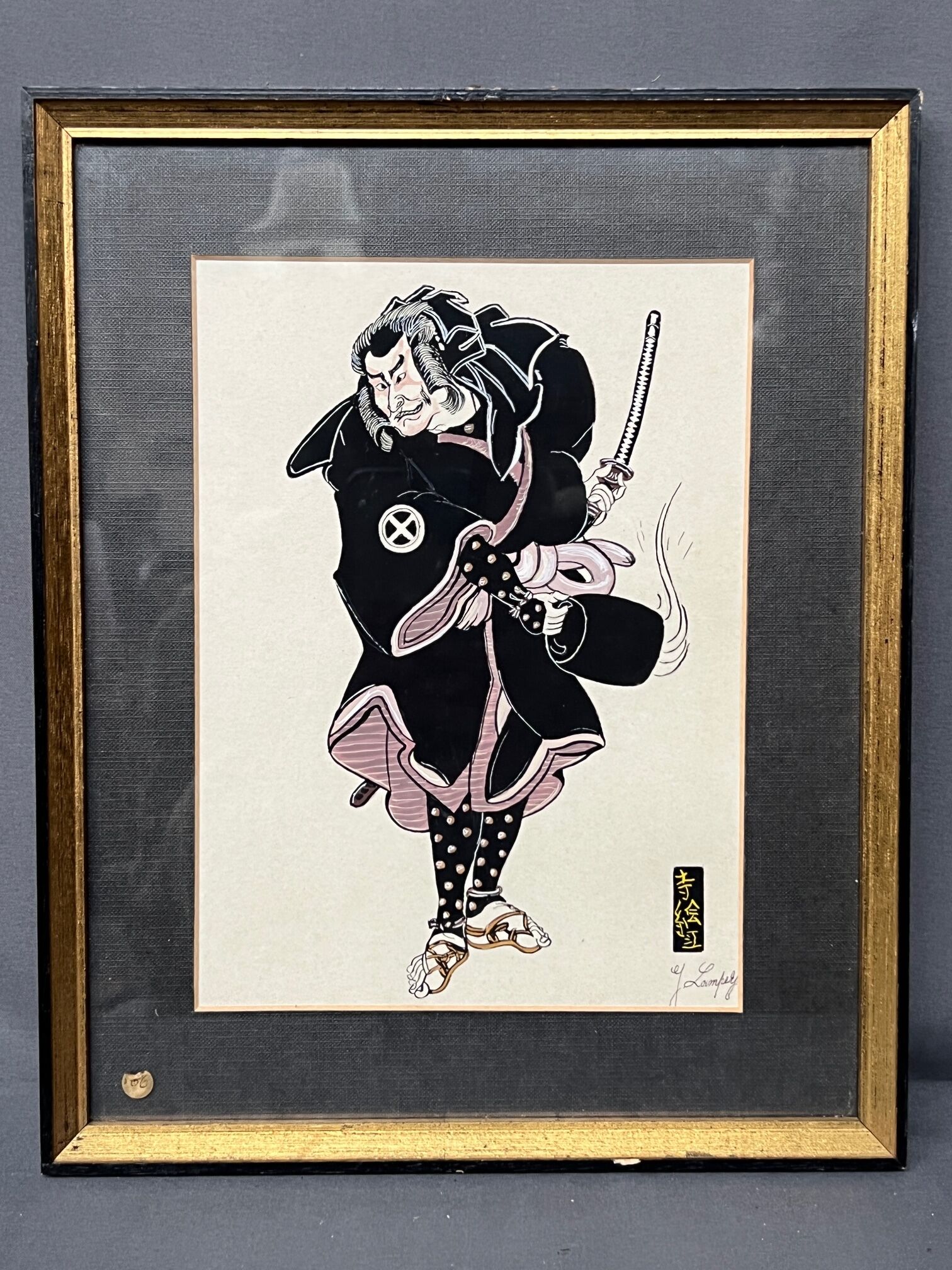 Set of gouache paintings "Actors of Kabuki Theatre".