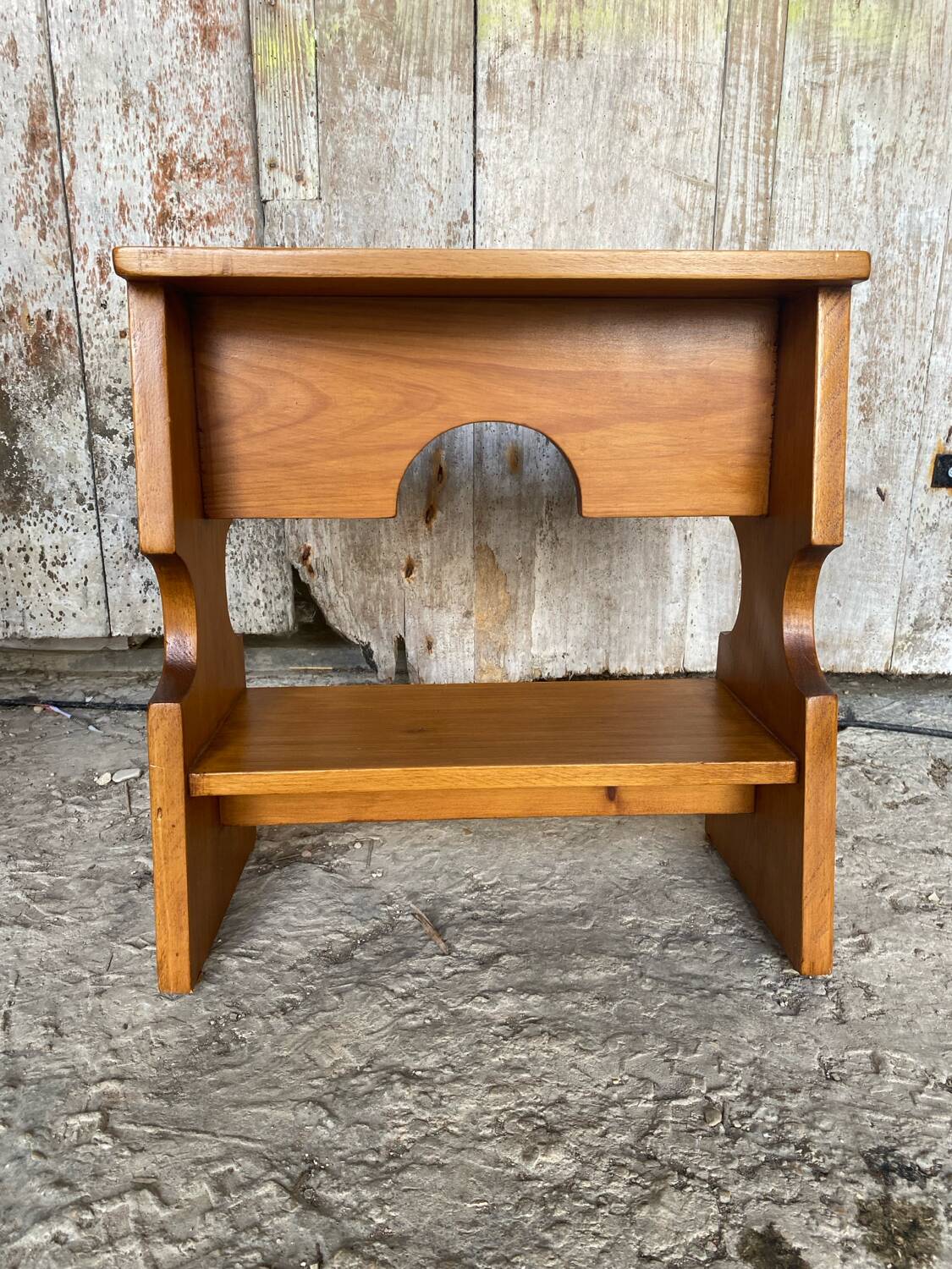Accent Furniture Stool Wood Brutalist Vintage #D623
