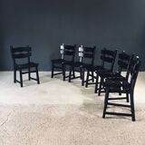 Brutalist dining chairs by Dittmann for Awa Radbound, Netherlands, 1970s, set of 6.