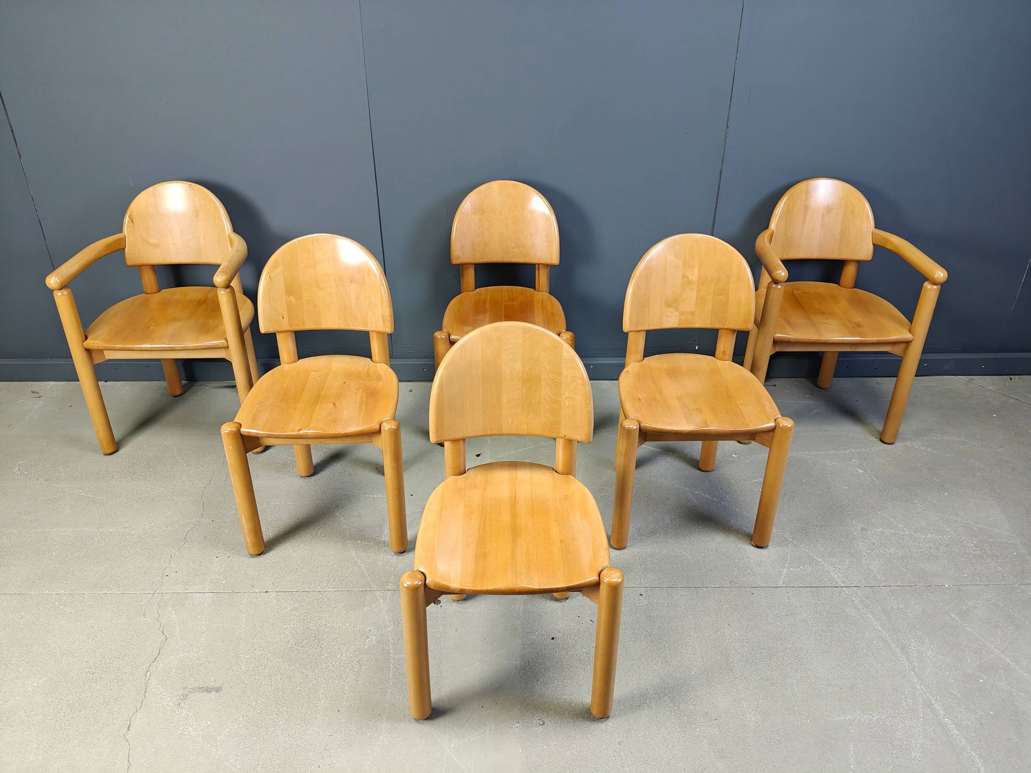 Rainer Daumiller pine wood dining chairs for Hirtshals Savvaerk set of