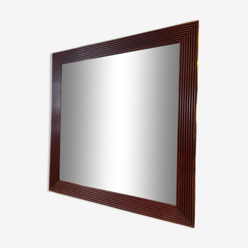Miroir en bois et laiton, 80 cm