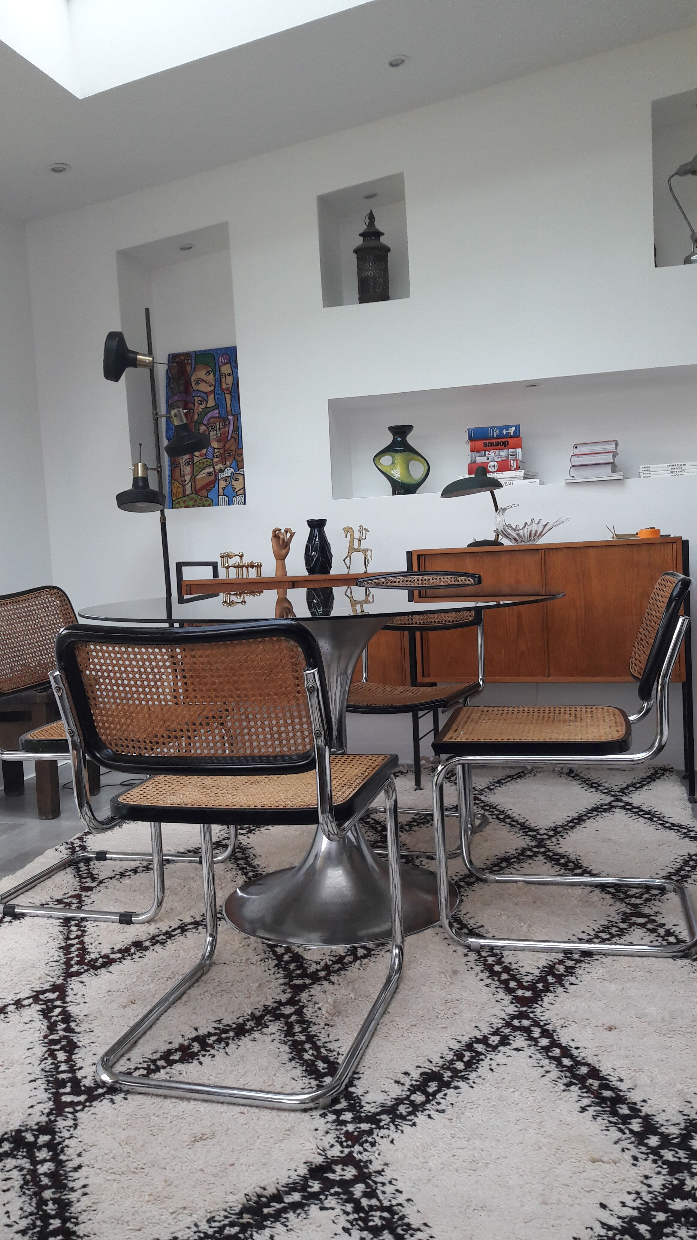 Table pied tulipe chromé années 70