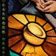 Art Deco stained glass with lead, A Nude in a Landscape by Marijan Trepse, 1934