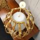 Vintage rattan and opaline pendant light