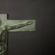 20th century bronze crucifix with green patina in the style of the Haute Epoque