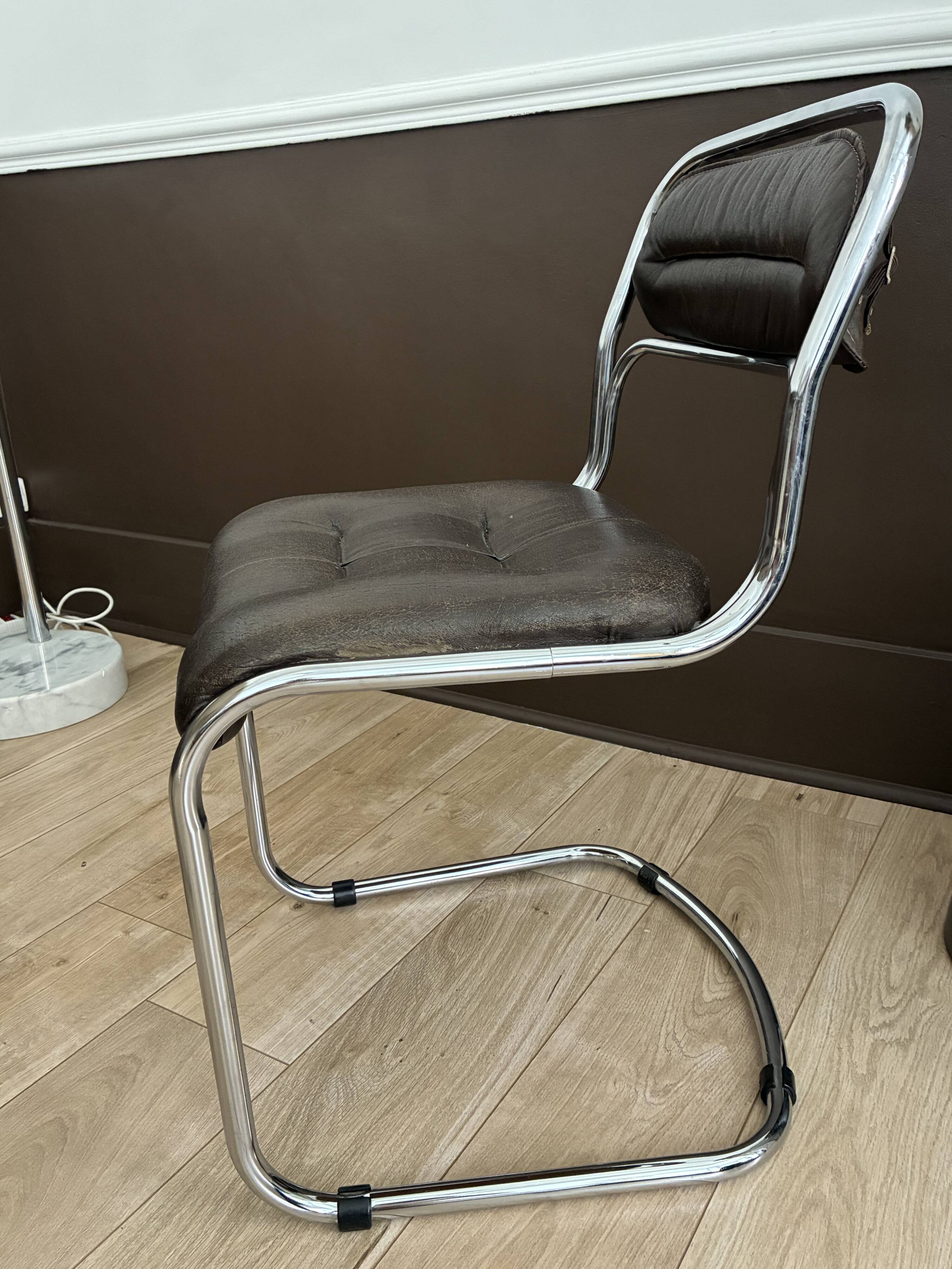 Set of 4 vintage 1970s chrome chairs – Rinaldi style