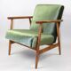 Vintage green velvet armchair, 1970