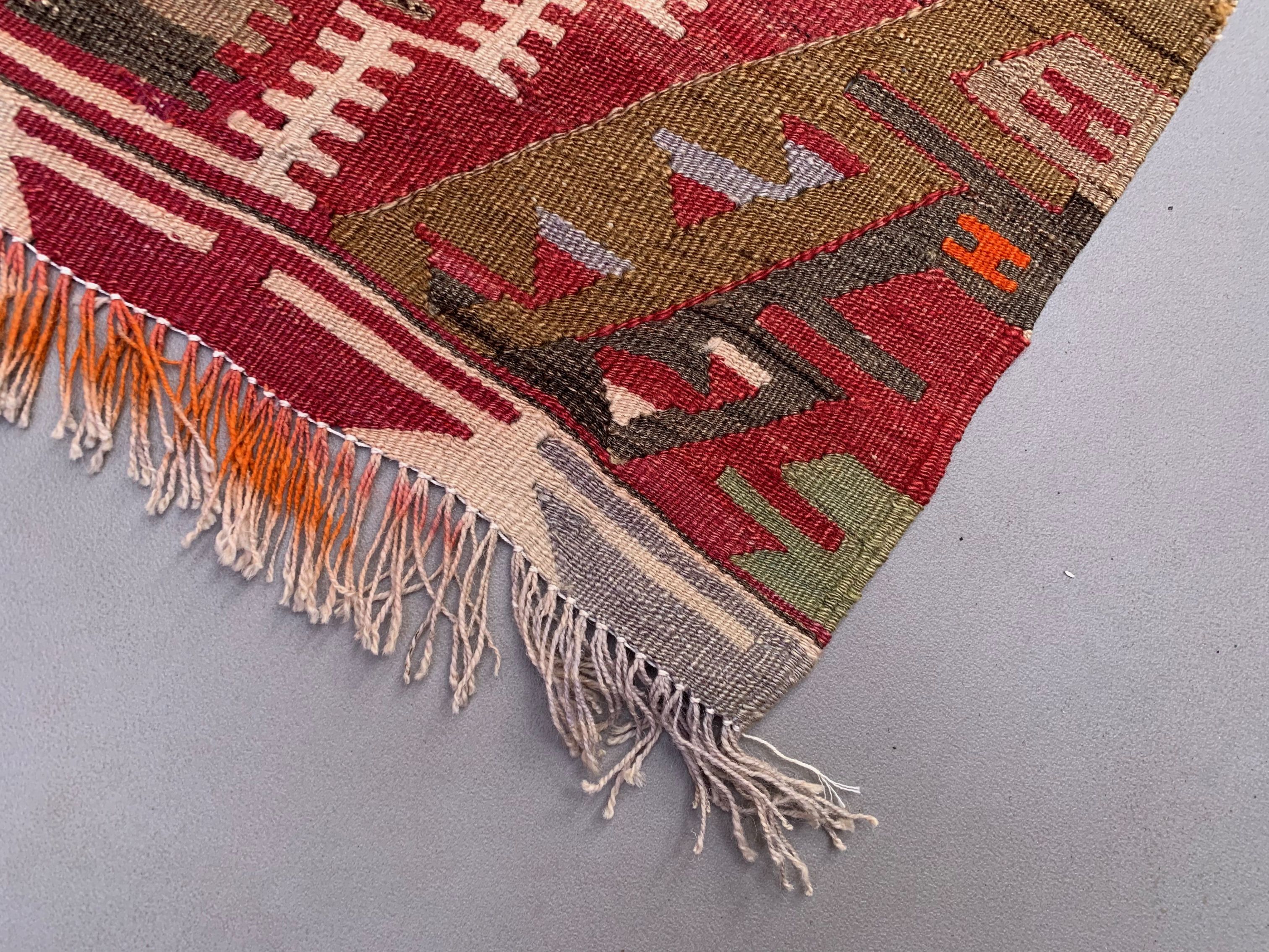 Old turkish narrow kilim runner 390x77 cm