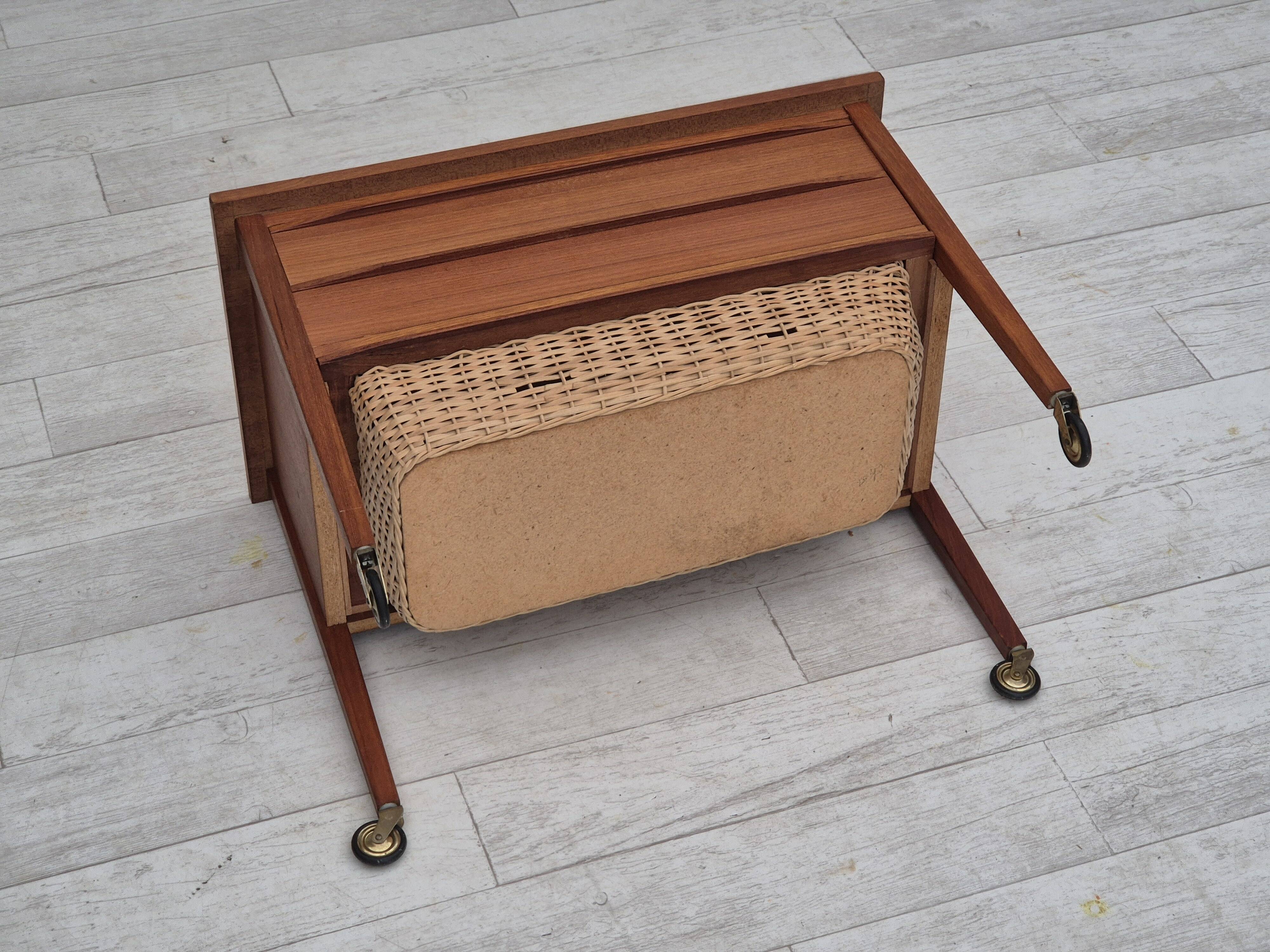 1970s, Danish chest of drawers, teak wood, rattan, original condition.