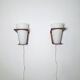 Nx41 Wood And Curved Glass Wall Lamps By Louis Kalff For Philips, The Netherlands 1950S