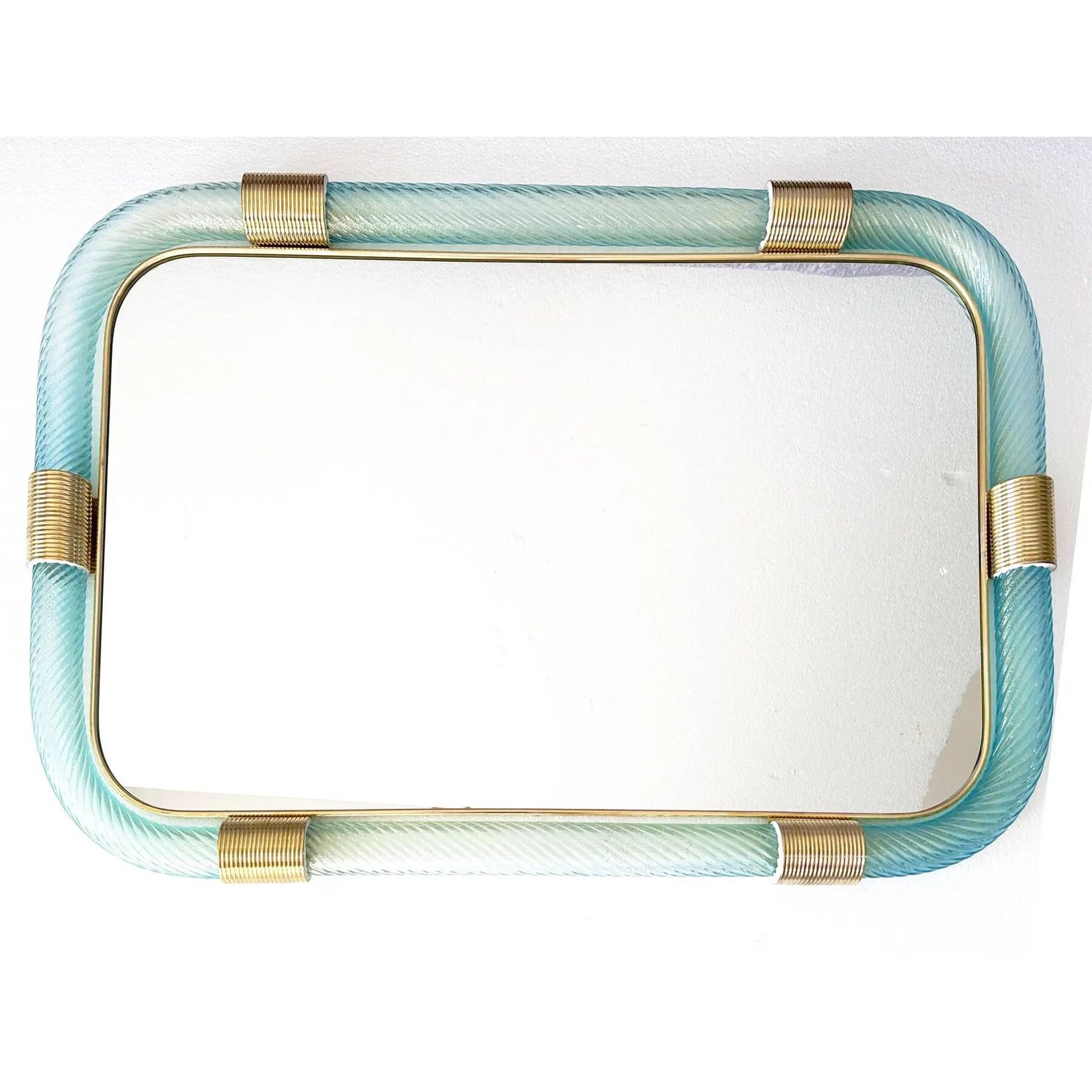 Luxury Azzure "Torchon- Torciglione" Murano Glass Wall Mirror