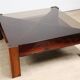 Table basse scandinave en palissandre et verre Mobelintarsia - 1960