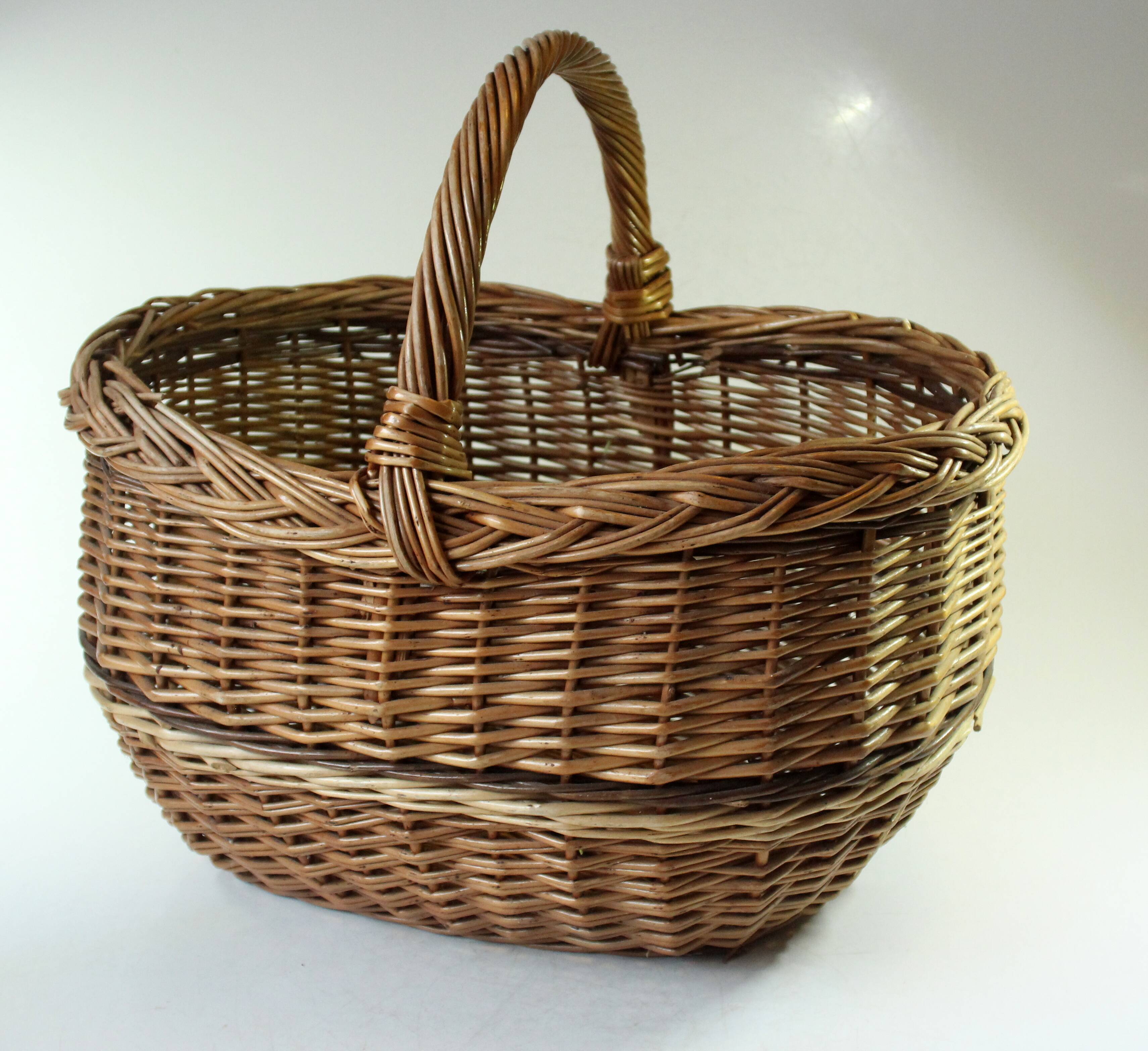 Wicker shopping basket, braided, handmade, vintage