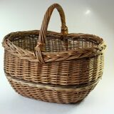 Wicker shopping basket, braided, handmade, vintage