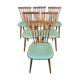 6 vintage chairs Baumann 1960 mid-century Scandinavian compass feet simi