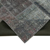 Handmade anatolian overdyed 173 cm x 240 cm grey patchwork rug