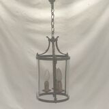Brass lantern and vintage glass electrification in working condition dimension H-60x diameter -20.5