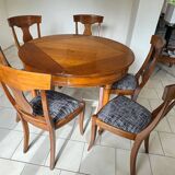 Table extensible et 6 chaises en merisier, Roche-Bobois Les Provinciales modèle orangerie
