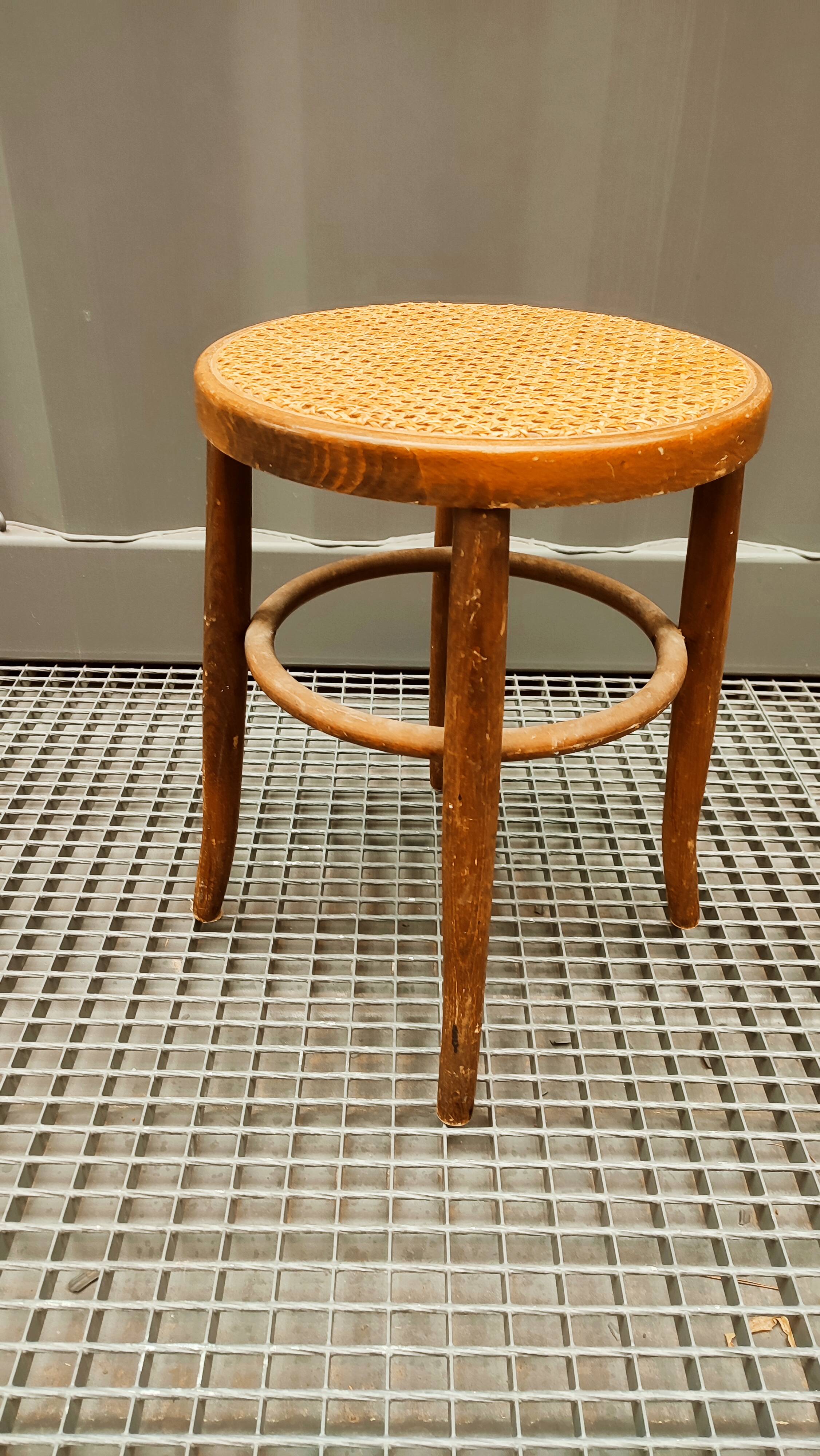 Wooden cane stool