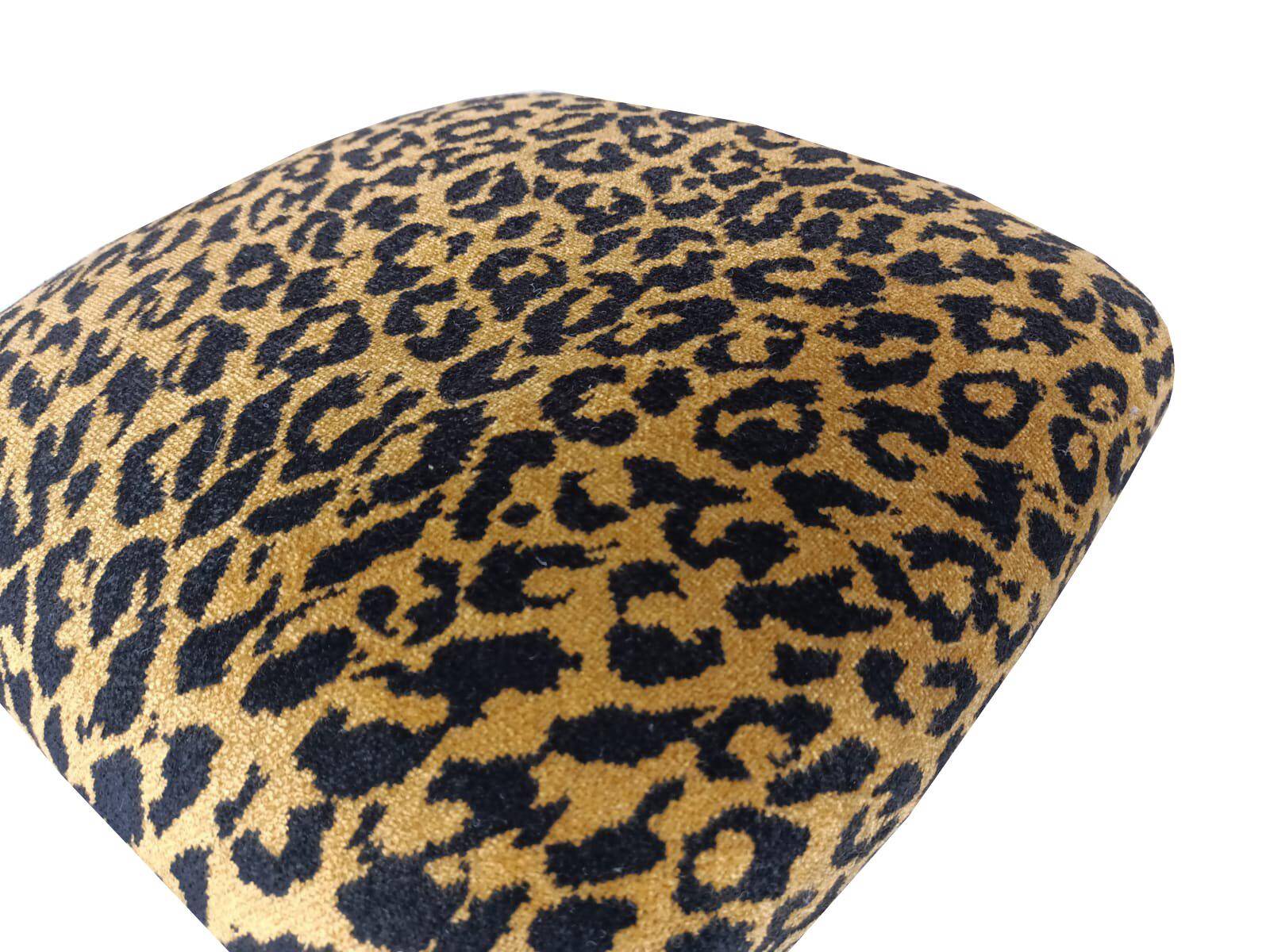 Pair of leopard velvet stools mid-century, Europe, 1960s