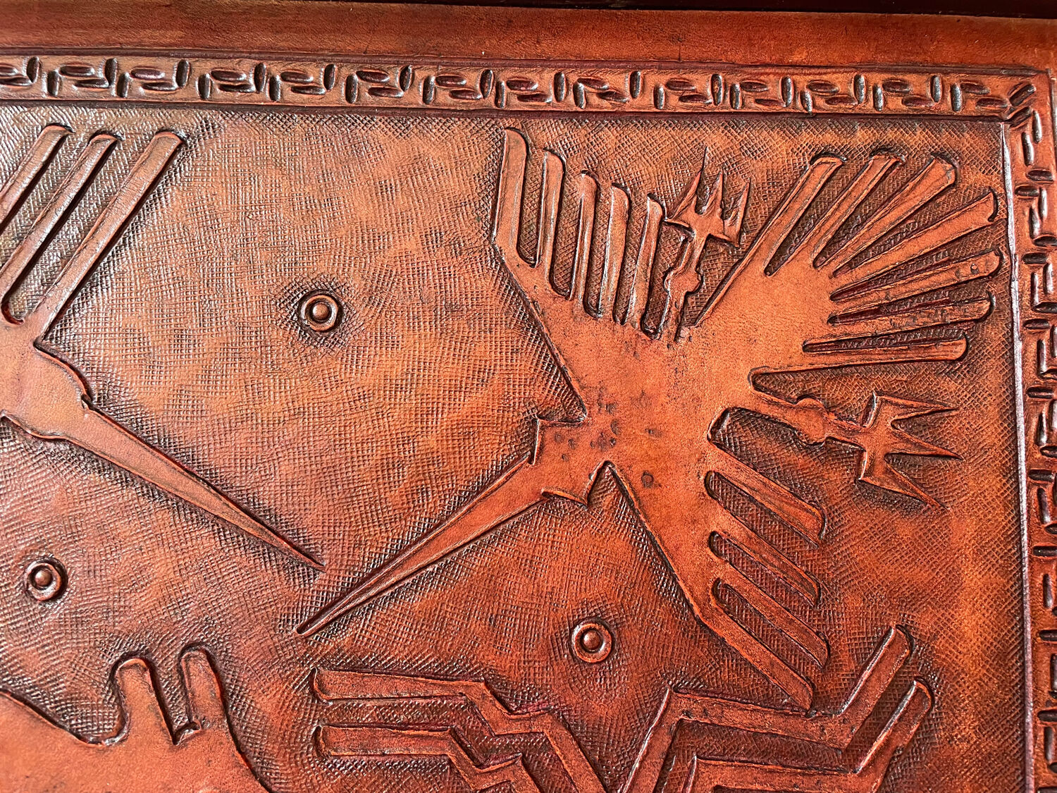 Wood and leather tray