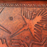 Wood and leather tray