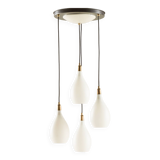 Italian vintage chandelier in opaline glass,  mid century modern 1970s