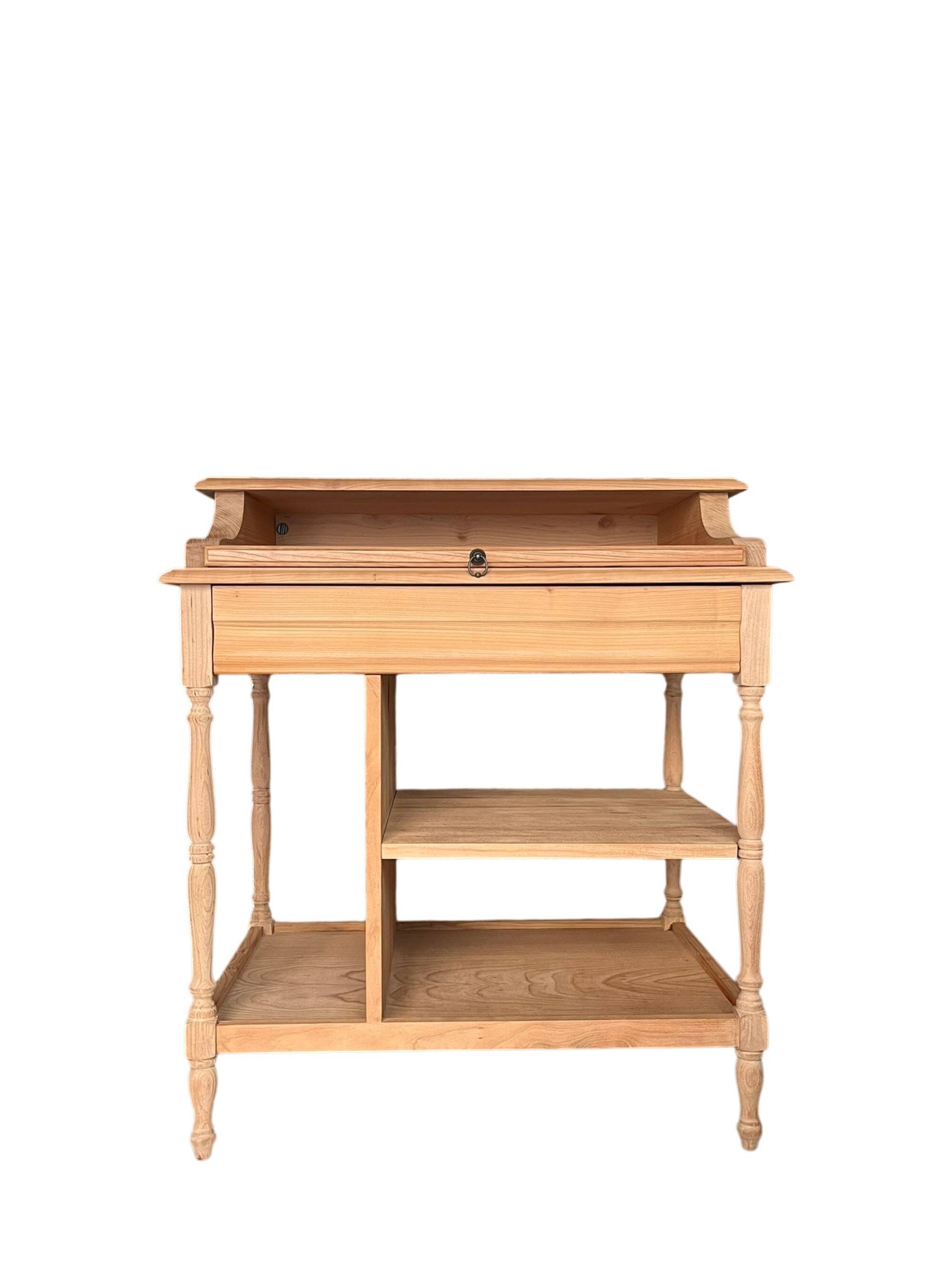Bureau secrétaire console bois clair vintage Alphonse avec tiroir