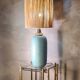 70s style lamp blue green ceramic 40x13 and raffia lampshade H total 57x23 elec ok
