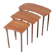 Set of 3 asymmetrical teak nesting tables / side tables / Mid Century Danish Modern Design / 1950s / 1960s