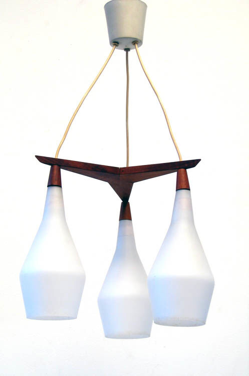Wooden and glass 1950s Scandinavian suspension