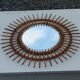Sun mirror of the 50s in rattan